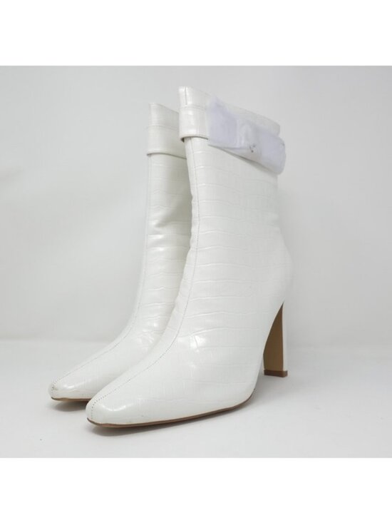 Journee Collection Shoes - Journee Collection Elanie White Croc Block Heel Ankle Boots US 11 NIB